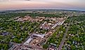 Aerial View of Watertown, South Dakota, during a Summer Sunset.