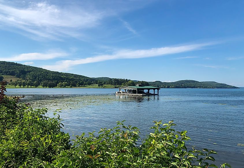 Summer view of Otsego Lake from Lake Front Park in Cooperstown, New York.
