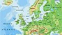 A map showing England's location within Europe.