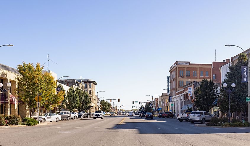 The old business district on Main Street, Winfield, Kansas.