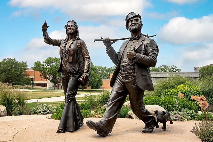 The statue of Weary Willy with its companion statue, Dirty Lil, on the campus of South Dakota State University in Brookings. Editorial credit: Ken Wolter / Shutterstock.com.