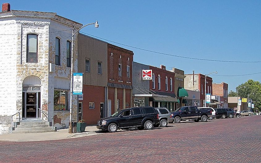 South Main Street in the Doniphan County Courthouse Square Historic District in downtown Troy, Kansas.